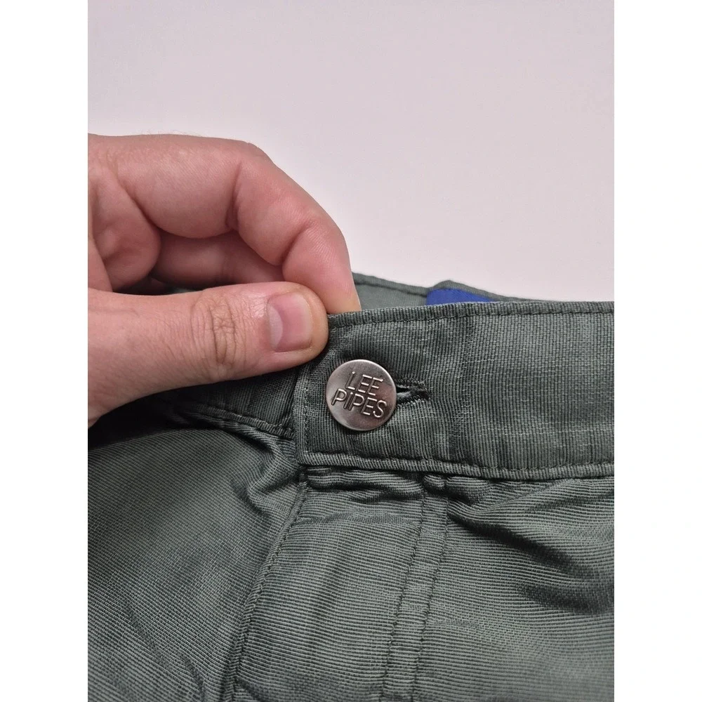 VTG Lee Pipes Pants Men's 36x32 Green Nylon Cargo Relaxed Baggy Utility FLAW